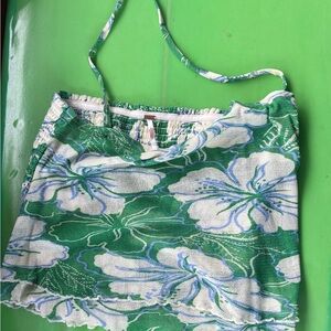 Free People Green and White Floral Camisole